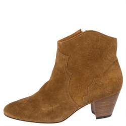 Pre Owned Isabel Marant Brown Suede Dicker Ankle Boots Size 40
