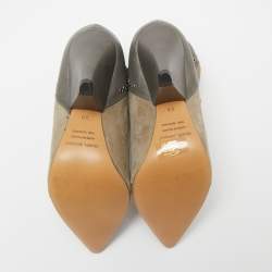 Pre Owned Isabel Marant Grey/Beige Suede and Leather Lance Ankle Boots Size 38