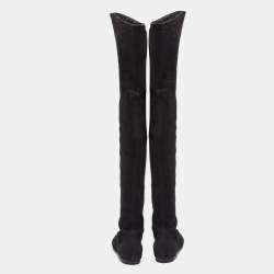 Pre Owned Isabel Marant Black Suede Over The Knee Boots Size 38