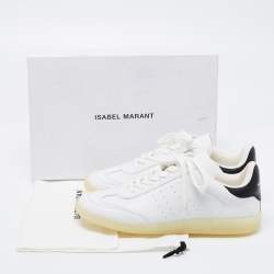 Pre Owned Isabel Marant White/Black Leather Lace Up Front Low Top Sneakers Size 39