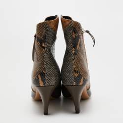 Pre Owned Isabel Marant Multicolor Python Embossed Leather Ankle Booties Size 37
