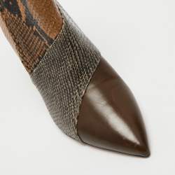 Pre Owned Isabel Marant Multicolor Python Embossed Leather Ankle Booties Size 37