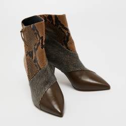 Pre Owned Isabel Marant Multicolor Python Embossed Leather Ankle Booties Size 37