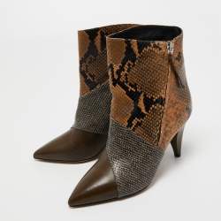 Pre Owned Isabel Marant Multicolor Python Embossed Leather Ankle Booties Size 37