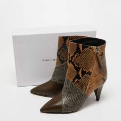 Pre Owned Isabel Marant Multicolor Python Embossed Leather Ankle Booties Size 37