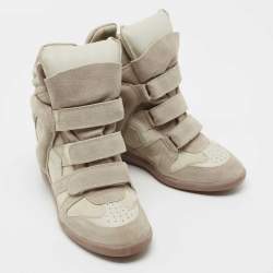 Pre Owned Isabel Marant Grey Suede Bekett Wedge Sneakers Size 39