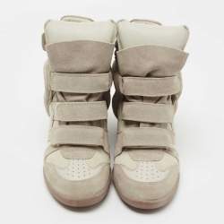 Pre Owned Isabel Marant Grey Suede Bekett Wedge Sneakers Size 39