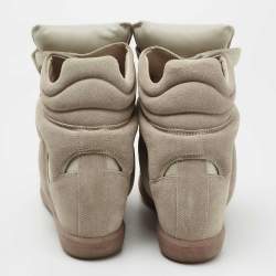 Pre Owned Isabel Marant Grey Suede Bekett Wedge Sneakers Size 39
