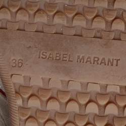 Isabel Marant Grey/Metallic Red Suede and Leather Bekett Wedge Sneakers Size 36