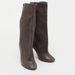 Pre Owned Isabel Marant Grey Leather Midcalf Boots Size 40