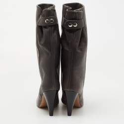 Pre Owned Isabel Marant Grey Leather Midcalf Boots Size 40