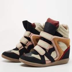 Isabel Marant Multicolor Suede Bekett Wedge Sneakers Size 38