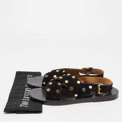 Pre Owned Isabel Marant Black Suede Studded Slingback Flats Size 40