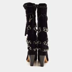 Isabel Marant Black Suede Chain Details Mid Calf Boots Size 39