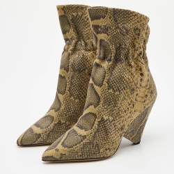 Isabel Marant Two Tone Python Embossed Leather Ankle Booties Size 38