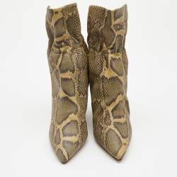 Isabel Marant Two Tone Python Embossed Leather Ankle Booties Size 38
