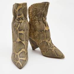 Isabel Marant Two Tone Python Embossed Leather Ankle Booties Size 38