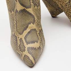Isabel Marant Two Tone Python Embossed Leather Ankle Booties Size 38