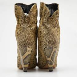 Isabel Marant Two Tone Python Embossed Leather Ankle Booties Size 38