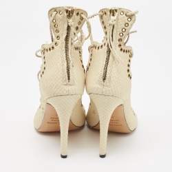 Isabel Marant Cream Python Embossed Leather Lelie Strappy Sandals Size 40