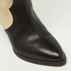 Pre Owned Isabel Marant Beige/Black Suede and Leather Knee Length Boots Size 37