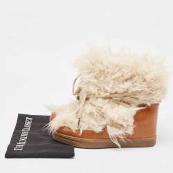 Isabel Marant Brown Leather and Fur Ankle Boots Size 37