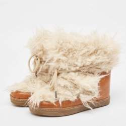 Isabel Marant Brown Leather and Fur Ankle Boots Size 37
