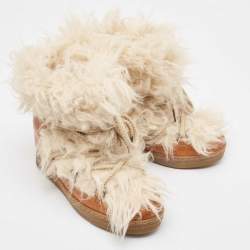 Isabel Marant Brown Leather and Fur Ankle Boots Size 37