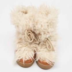 Isabel Marant Brown Leather and Fur Ankle Boots Size 37