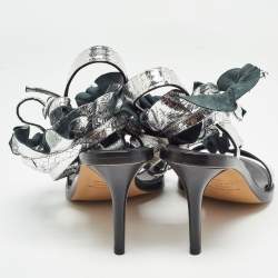 Pre Owned Isabel Marant Silver Texture Leather Aseta Ankle Strap Sandals Size 39