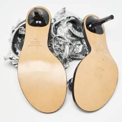 Pre Owned Isabel Marant Silver Texture Leather Aseta Ankle Strap Sandals Size 39