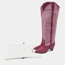 Isabel Marant Pink Suede and Canvas knee Length Boots Size 38