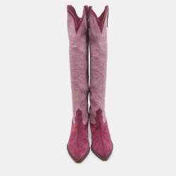 Isabel Marant Pink Suede and Canvas knee Length Boots Size 38