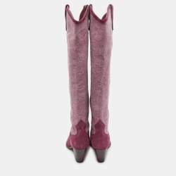 Isabel Marant Pink Suede and Canvas knee Length Boots Size 38