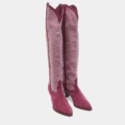 Isabel Marant Pink Suede and Canvas knee Length Boots Size 38