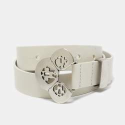 Isabel Marant Off White Leather Lasercut Buckle Belt 80CM