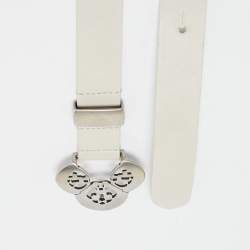 Isabel Marant Off White Leather Lasercut Buckle Belt 80CM