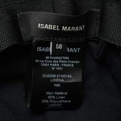 Pre Owned Isabel Marant Black Coated Linen Loiena Bucket Hat Size 58