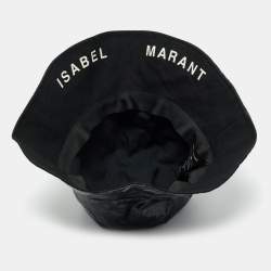 Pre Owned Isabel Marant Black Coated Linen Loiena Bucket Hat Size 58