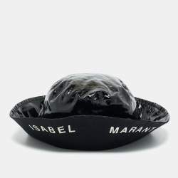 Pre Owned Isabel Marant Black Coated Linen Loiena Bucket Hat Size 58