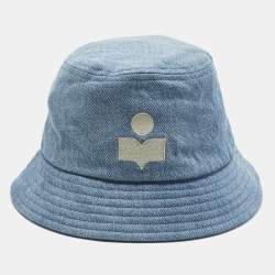 Pre Owned Isabel Marant Blue Denim Logo Embroidery Detail Bucket Hat (58 cm)