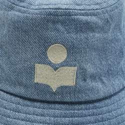 Pre Owned Isabel Marant Blue Denim Logo Embroidery Detail Bucket Hat (58 cm)