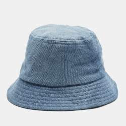 Pre Owned Isabel Marant Blue Denim Logo Embroidery Detail Bucket Hat (58 cm)