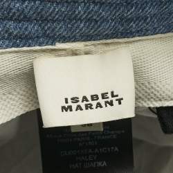 Pre Owned Isabel Marant Blue Denim Logo Embroidery Detail Bucket Hat (58 cm)