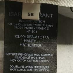 Pre Owned Isabel Marant Blue Denim Logo Embroidery Detail Bucket Hat (58 cm)