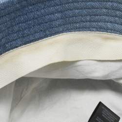 Pre Owned Isabel Marant Blue Denim Logo Embroidery Detail Bucket Hat (58 cm)