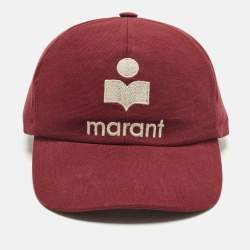 Pre Owned isabel Marant Red Tyron Logo Canvas Baseball Cap Size 59