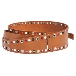 Pre Owned Isabel Marant Tan Leather Eyelets Waist Belt L 