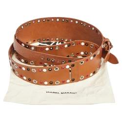 Pre Owned Isabel Marant Tan Leather Eyelets Waist Belt L 
