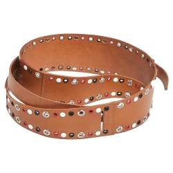 Pre Owned Isabel Marant Tan Leather Eyelets Waist Belt L 